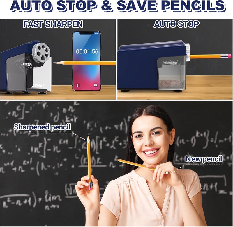 AFMAT Electric Pencil Sharpener Heavy Duty, 6-Hole Classroom Pencil Sharpener for 6-11mm Pencils, Auto Stop Pencil Sharpeners Plug in, 10000 Sharpenings, Save Colored Pencils PSX4 - Image 3